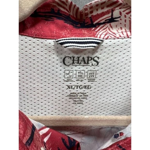 Chaps Button Up Shirt Adult Extra Large Red Tropical Short Sleeve Casual Mens.‎ - Picture 4 of 9